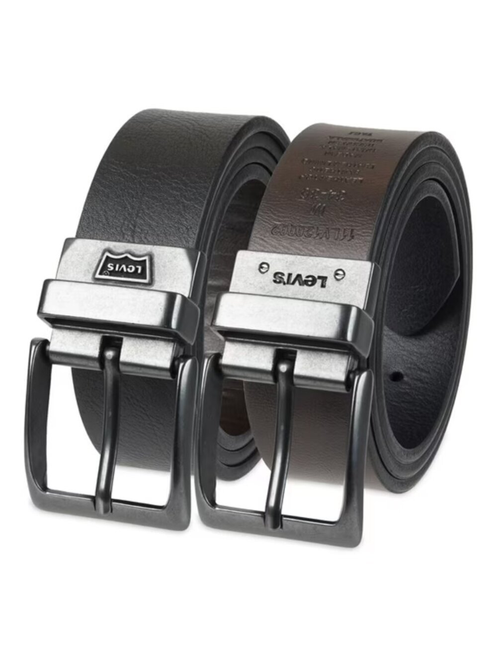 LEVI'S Reversible Belt Logo Buckle Black Brown Leather Mens XL 42-44